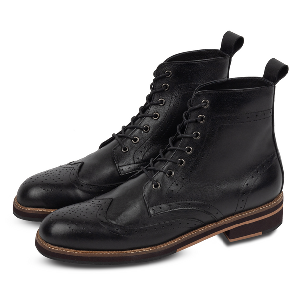 Mens black brogue boots sale best sale