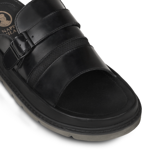 Black slides with discount buckle