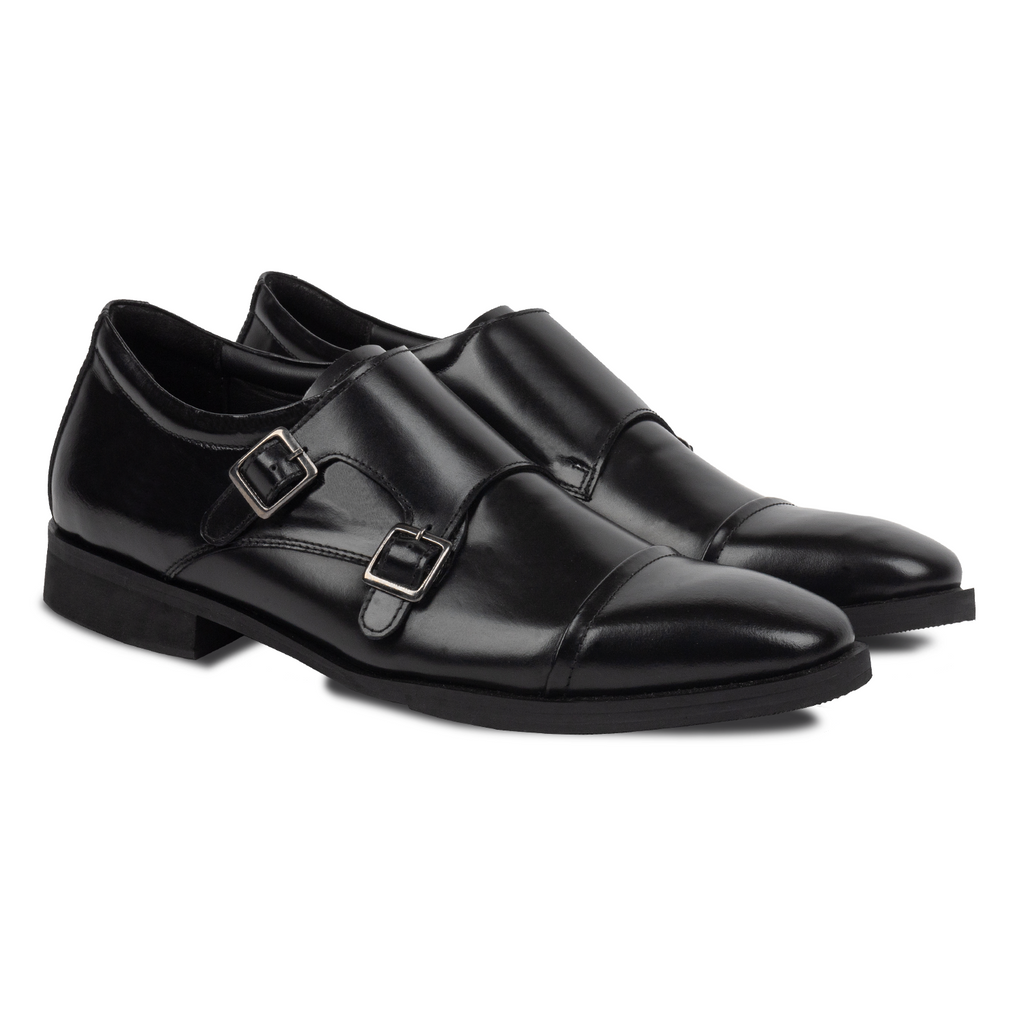 Damian Double Monkstrap Black – Nappa Milano - Main Image