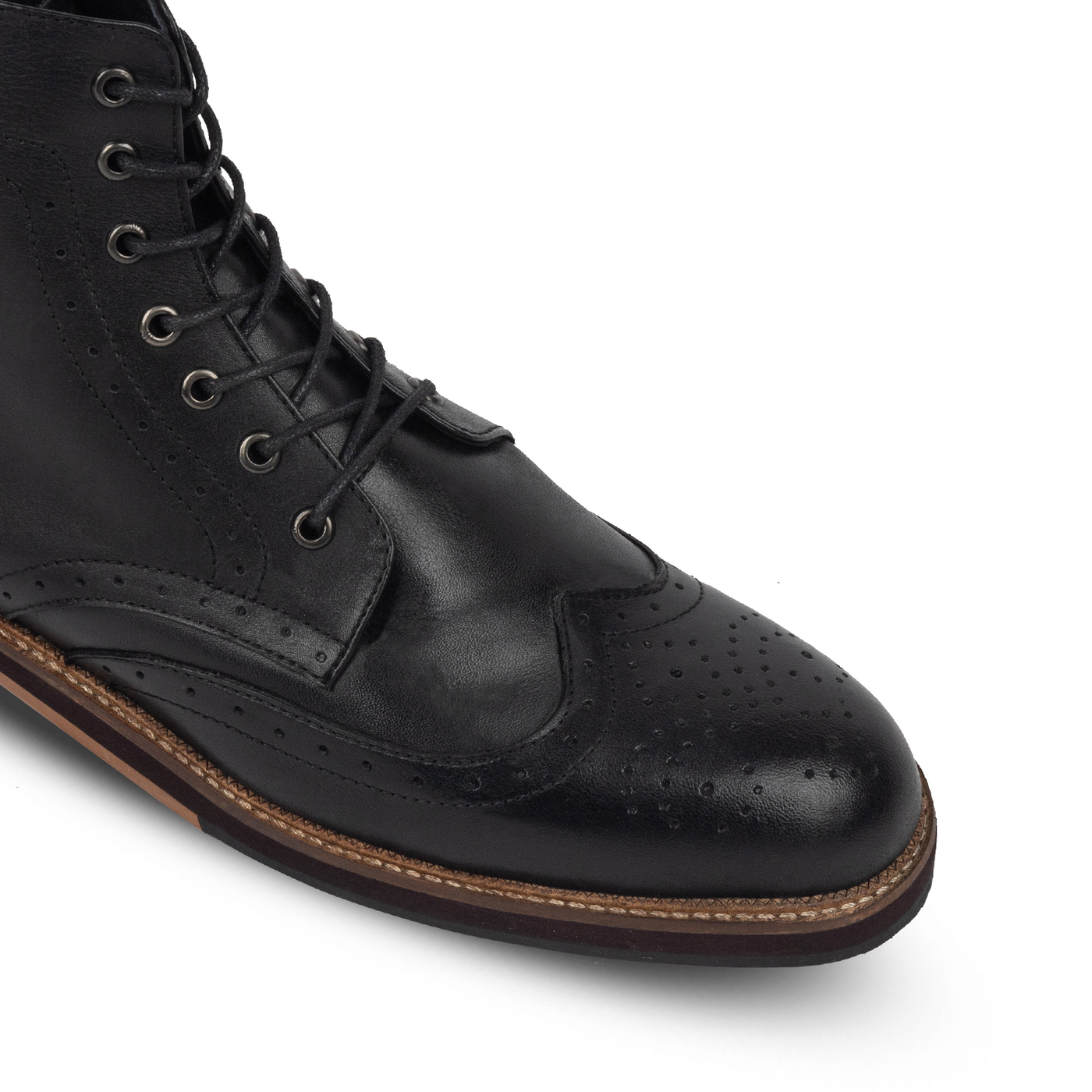 Mens black brogue boots best sale