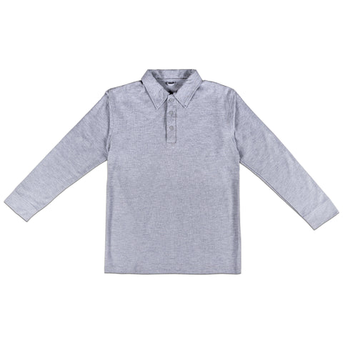 Long Sleeve Polo Shirt - Grey