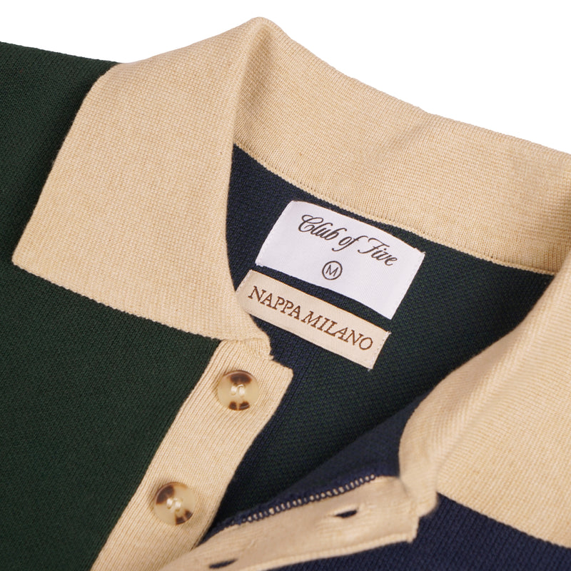 Nappa Club Navy/Green Knitted Polo