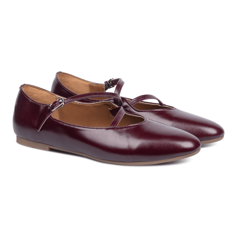 Rene Strap Flats Burgundy