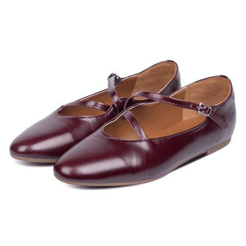 Rene Strap Flats Burgundy