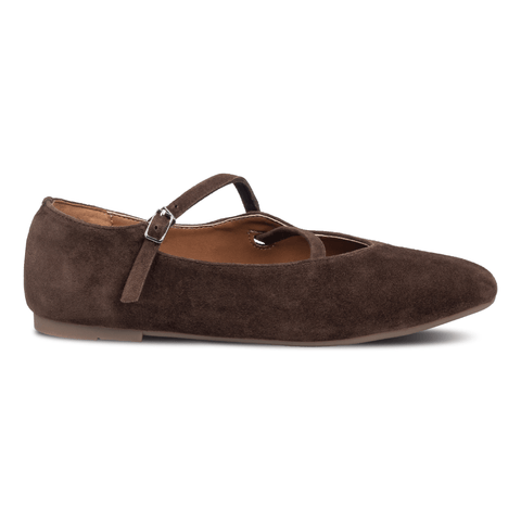 Rene Strap Flats Brown (Suede)