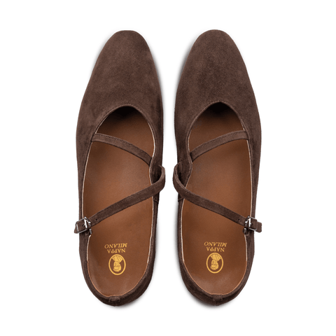 Rene Strap Flats Brown (Suede)