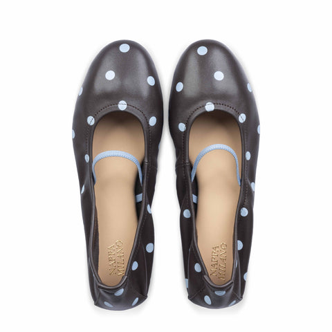 Lacy Ballet Flats Dots Blue